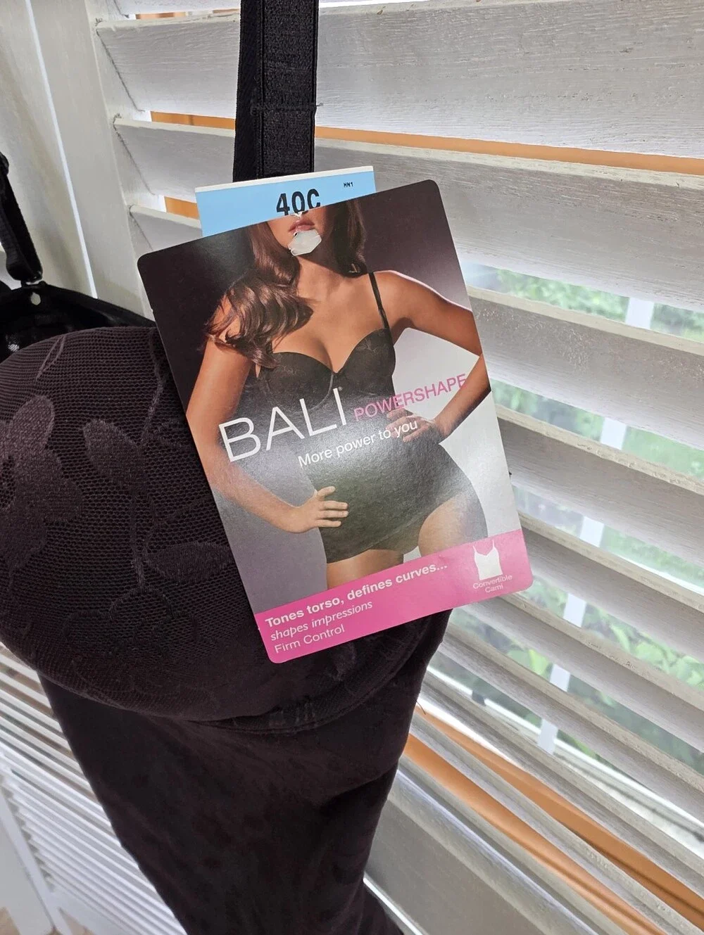Bali PowerShaper Black Floral Lace Torso Bodysuit Tummy Control Size 40C
